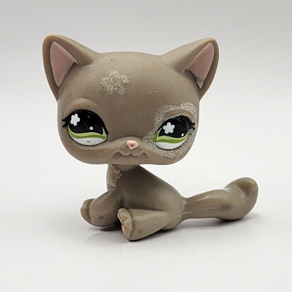 Littlest Pet Shop Authentic LPS #467 Cat Flocked Felted Fuzzy Flowers 2006